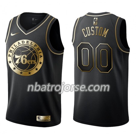 Män Philadelphia 76ers Tröja Skräddarsydda Nike Svart Guld Edition Swingman